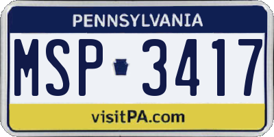 PA license plate MSP3417