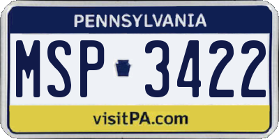 PA license plate MSP3422