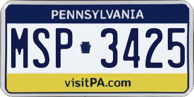 PA license plate MSP3425