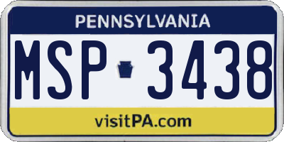 PA license plate MSP3438