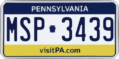 PA license plate MSP3439