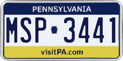 PA license plate MSP3441