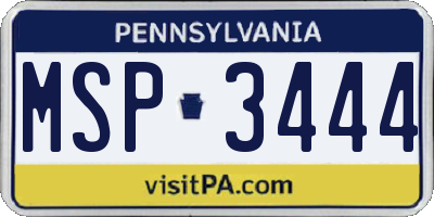 PA license plate MSP3444