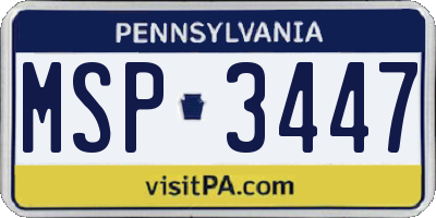 PA license plate MSP3447
