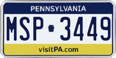 PA license plate MSP3449