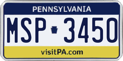 PA license plate MSP3450