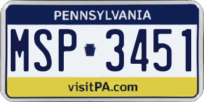 PA license plate MSP3451