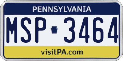 PA license plate MSP3464