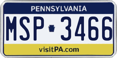 PA license plate MSP3466