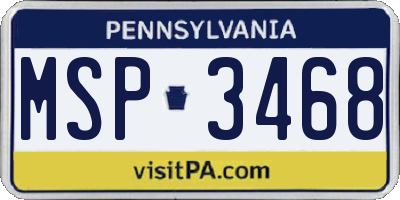 PA license plate MSP3468