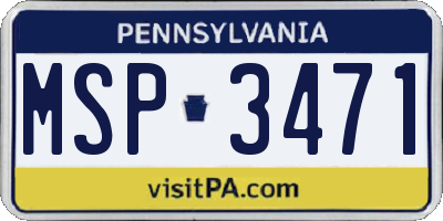 PA license plate MSP3471