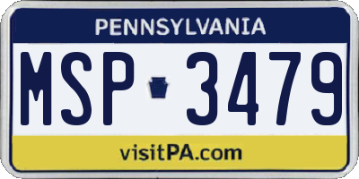 PA license plate MSP3479