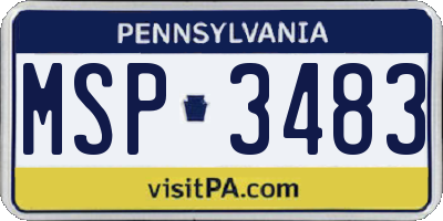 PA license plate MSP3483