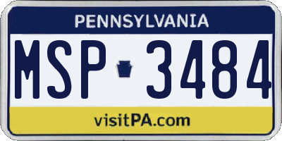 PA license plate MSP3484