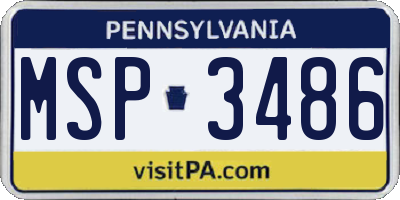 PA license plate MSP3486