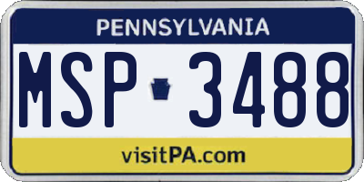 PA license plate MSP3488