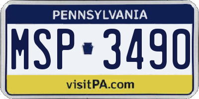 PA license plate MSP3490