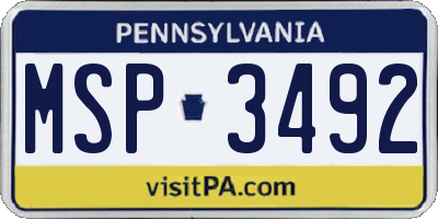 PA license plate MSP3492