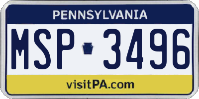 PA license plate MSP3496