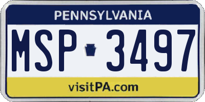 PA license plate MSP3497
