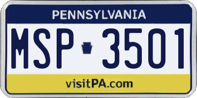 PA license plate MSP3501