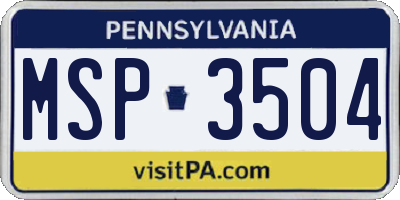 PA license plate MSP3504