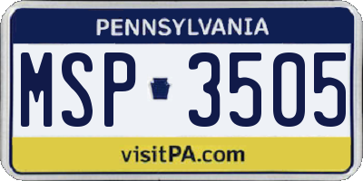 PA license plate MSP3505