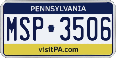 PA license plate MSP3506