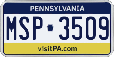 PA license plate MSP3509