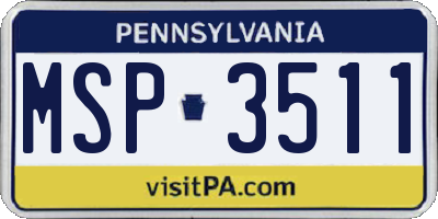 PA license plate MSP3511