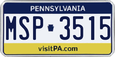PA license plate MSP3515