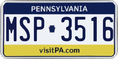PA license plate MSP3516