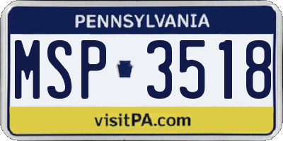 PA license plate MSP3518