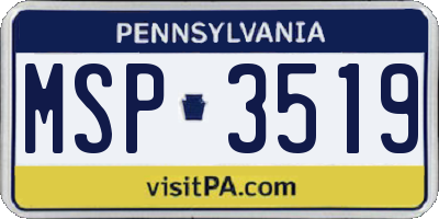 PA license plate MSP3519