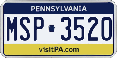 PA license plate MSP3520