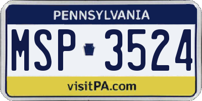 PA license plate MSP3524