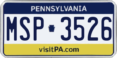 PA license plate MSP3526