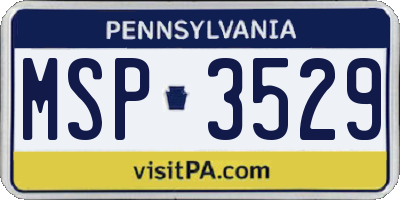 PA license plate MSP3529