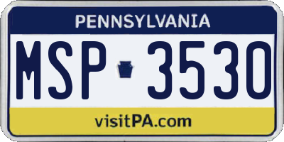 PA license plate MSP3530