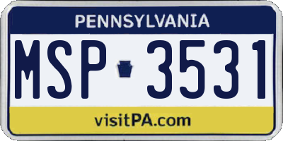 PA license plate MSP3531
