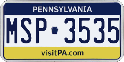 PA license plate MSP3535