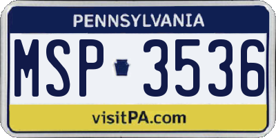 PA license plate MSP3536