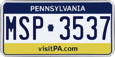 PA license plate MSP3537