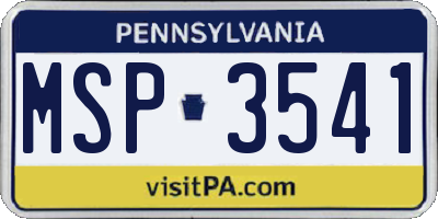 PA license plate MSP3541
