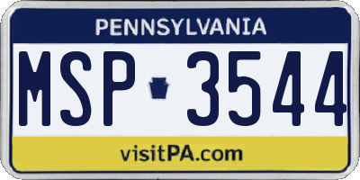 PA license plate MSP3544