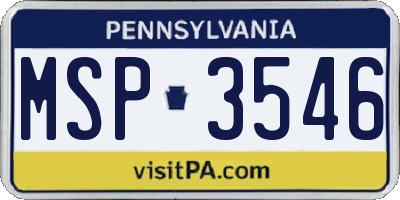 PA license plate MSP3546
