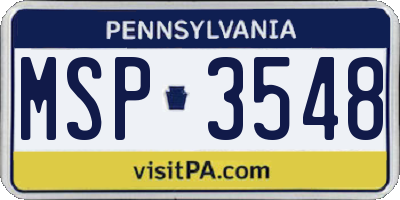 PA license plate MSP3548