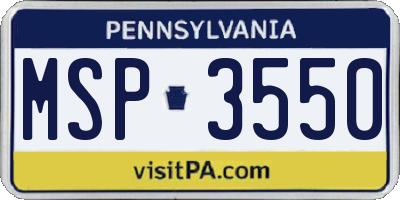 PA license plate MSP3550