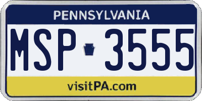 PA license plate MSP3555