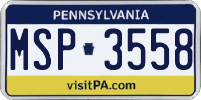PA license plate MSP3558